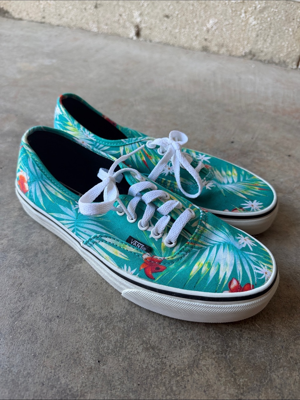 Vans Women's Teal Tropical Floral Canvas Sneakers